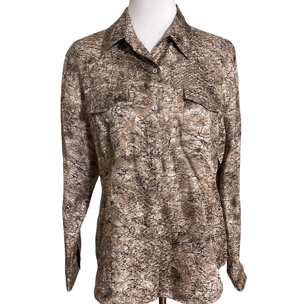 Chico's Silk Brown Button Down Blouse